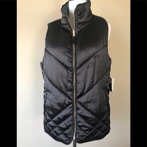 Kensie Jeans Reversible Puffer Vest Black/Teal NEW